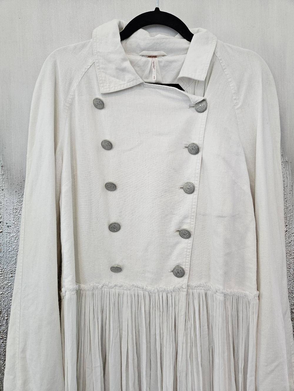 Free People White Double-Breasted Long Coat Dress Like New - Picture 2 of 4